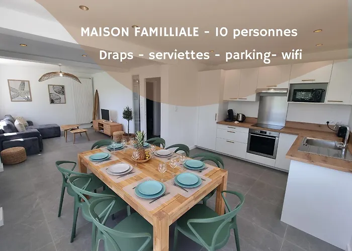 Maison Familiale - 10Pers - 3 Etoiles - Lumineuse Et Cosy - Draps Et Serviettes Inclus - Parking - La Torche 9 Min