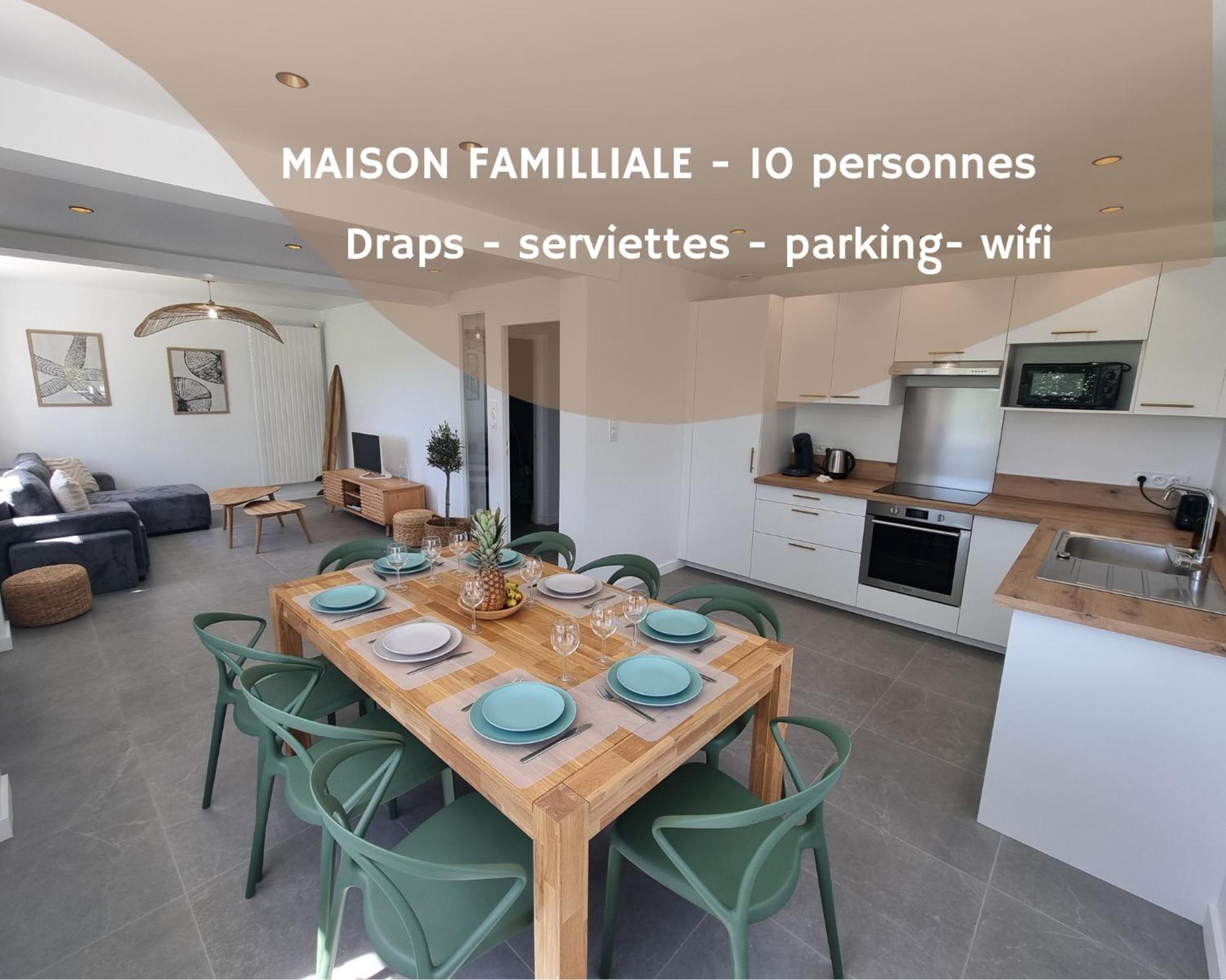 Maison Familiale - 10pers - 3 Etoiles - Lumineuse Et Cosy - Draps Et Serviettes Inclus - Parking - La Torche 9 Min Holiday home *